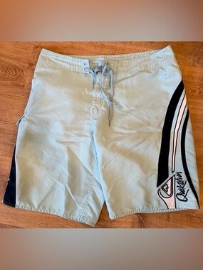 Quicksilver Light Blue Men’s Swim Trunks with Side Velcro Pocket